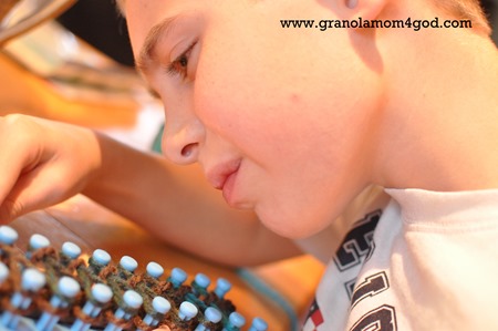 concentrating on scarf yarn