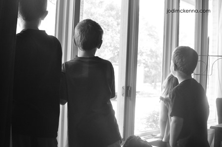 waiting for our Golden Designs sauna at the window