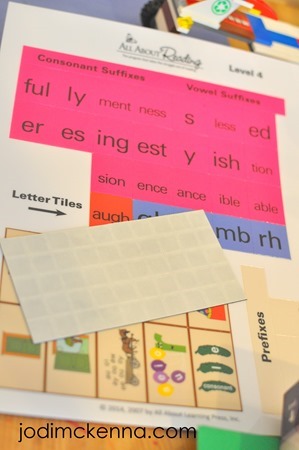 All About Reading Level 4 manipulatives